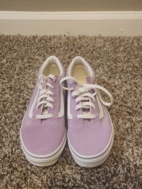 Vans Lavender Suede Low-Top Sneakers with White Stripe